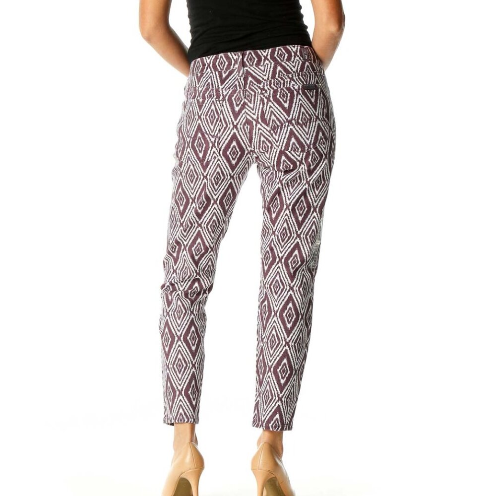 7 For All Mankind Purple Printed Retro Trousers - Picture 3 of 3